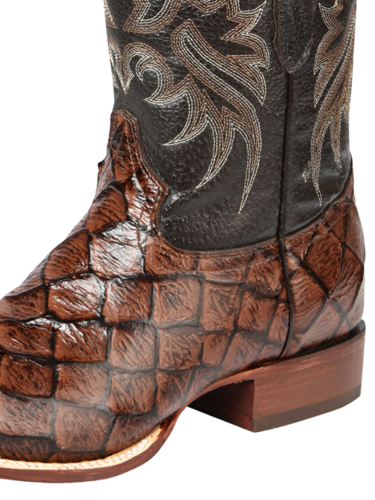 Botas Vaqueras Rodeo Imitacion de Monster Fish Grabado en Piel Vacuno para Hombre 'El Señor de los Cielos' - ID: 44931