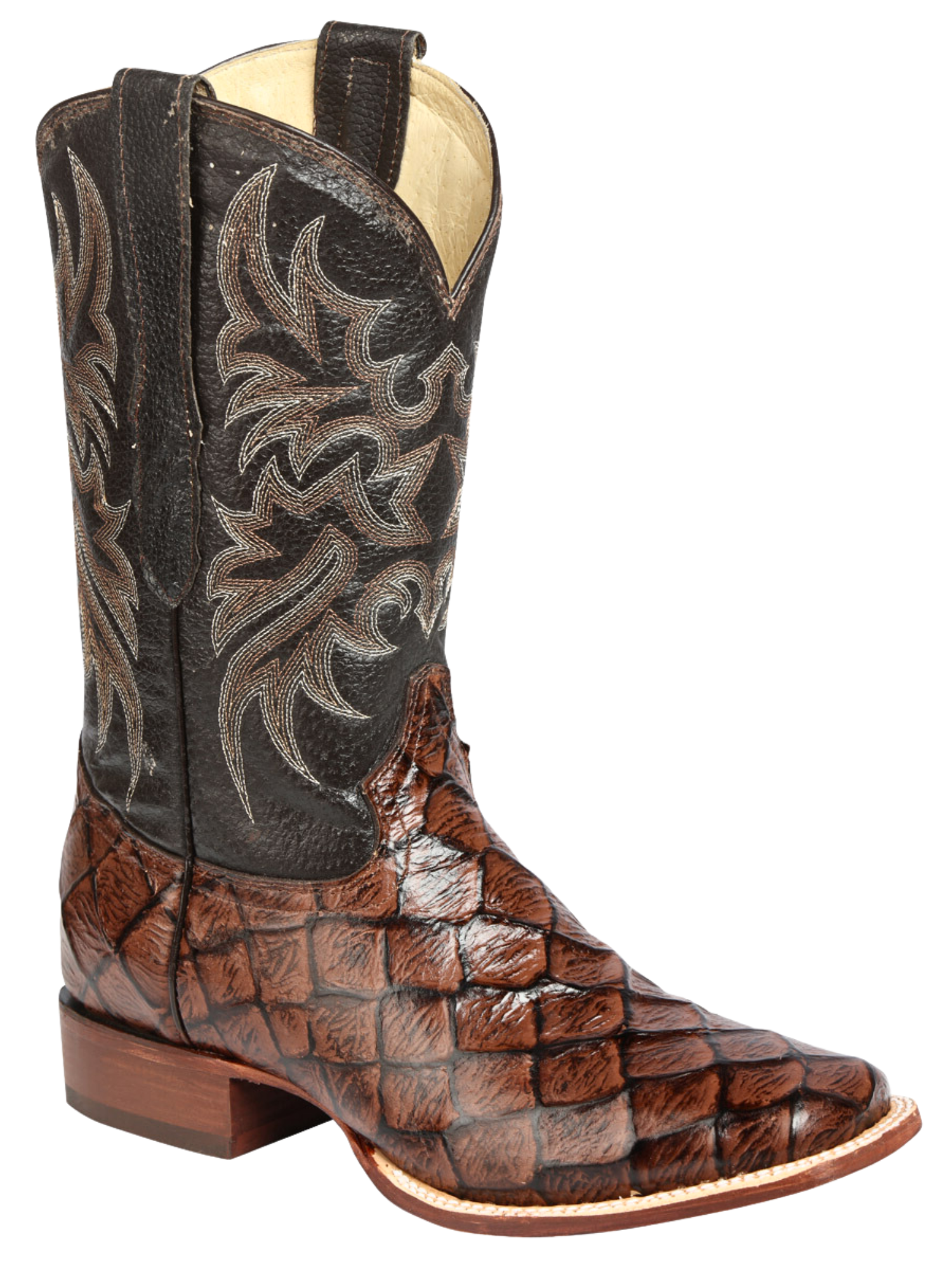 Botas Vaqueras Rodeo Imitacion de Monster Fish Grabado en Piel Vacuno para Hombre 'El Señor de los Cielos' - ID: 44931