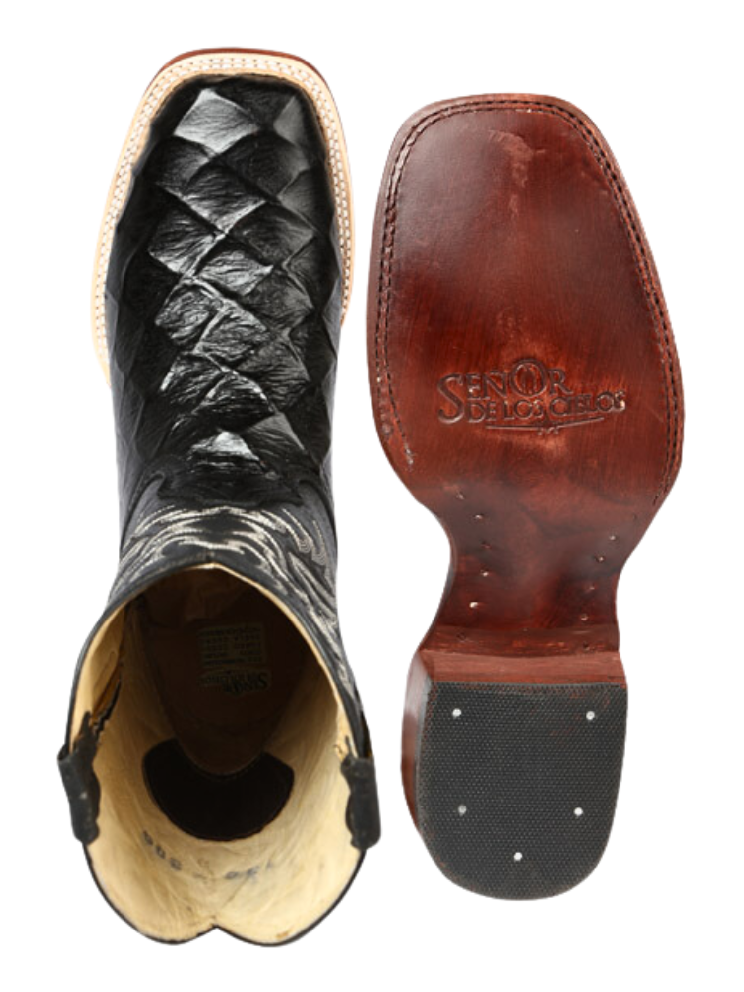 Botas Vaqueras Rodeo Imitacion de Monster Fish Grabado en Piel Vacuno para Hombre 'El Señor de los Cielos' - ID: 44932