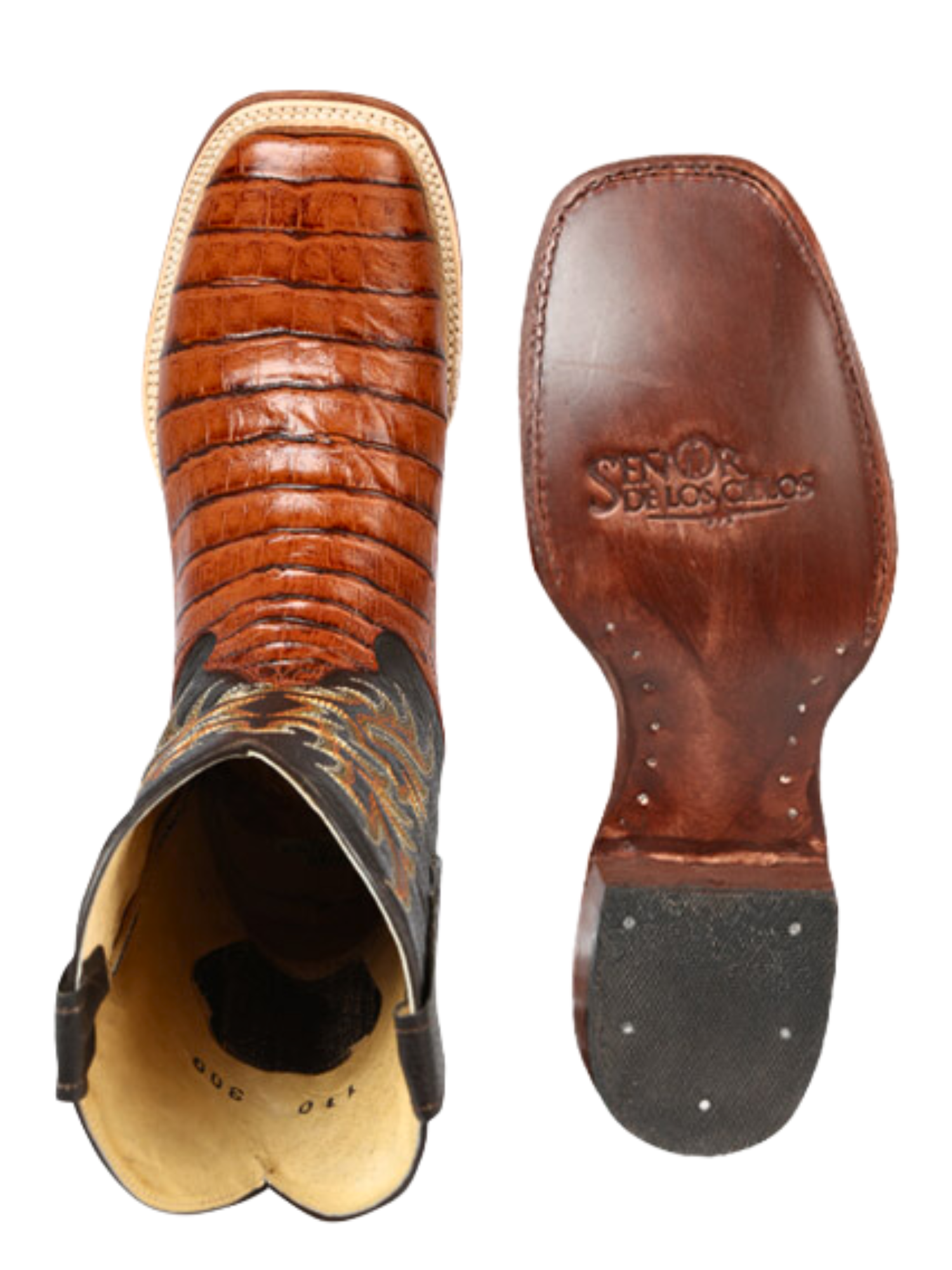Botas Vaqueras Rodeo Imitacion de Caiman Belly Grabado en Piel Vacuno para Hombre 'El Señor de los Cielos' - ID: 44939
