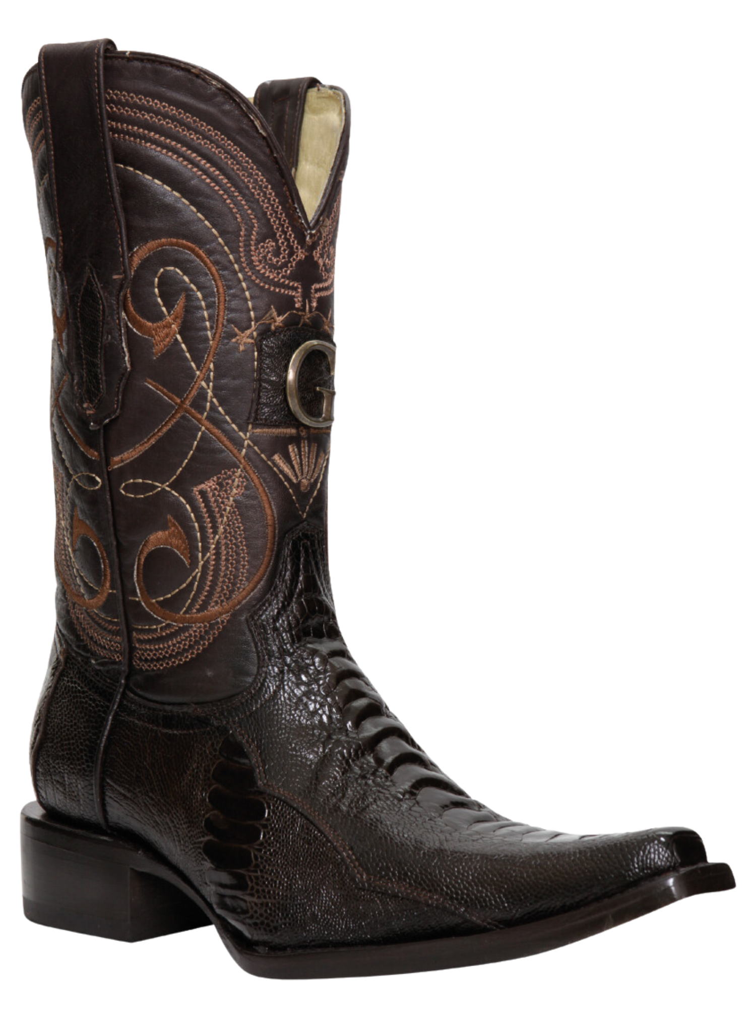 Botas Vaqueras Exoticas de Pata de Avestruz Original para Hombre 'El General' - ID: 45068