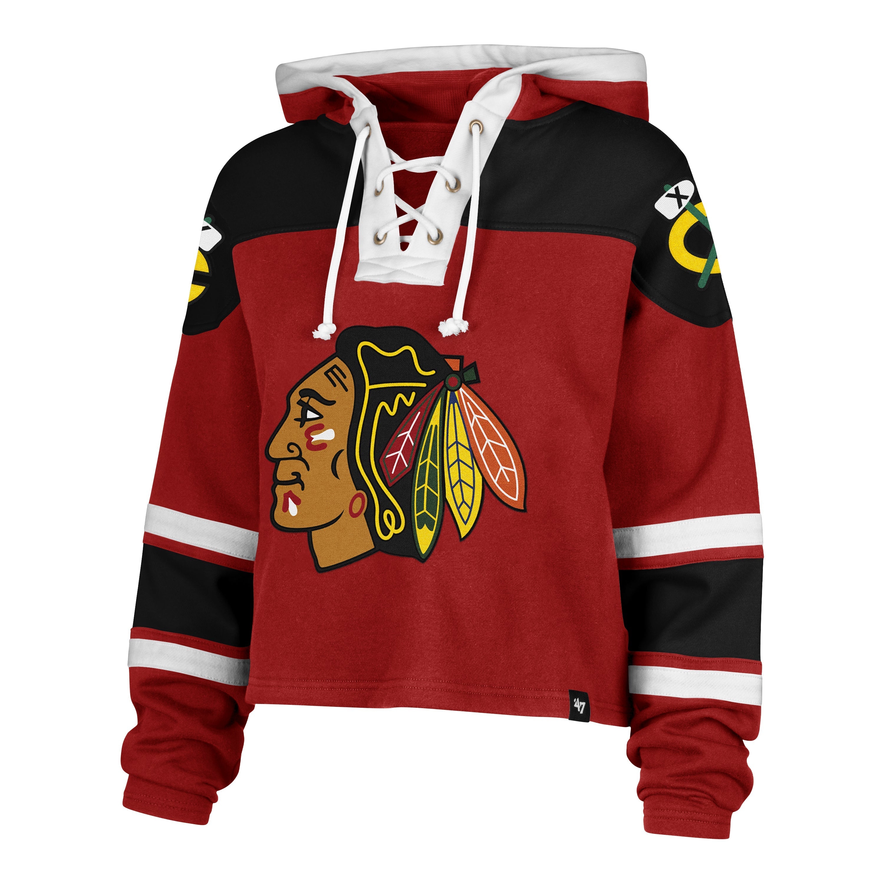 CHICAGO BLACKHAWKS CROPPED SUPERIOR '47 LACER HOOD WOMENS