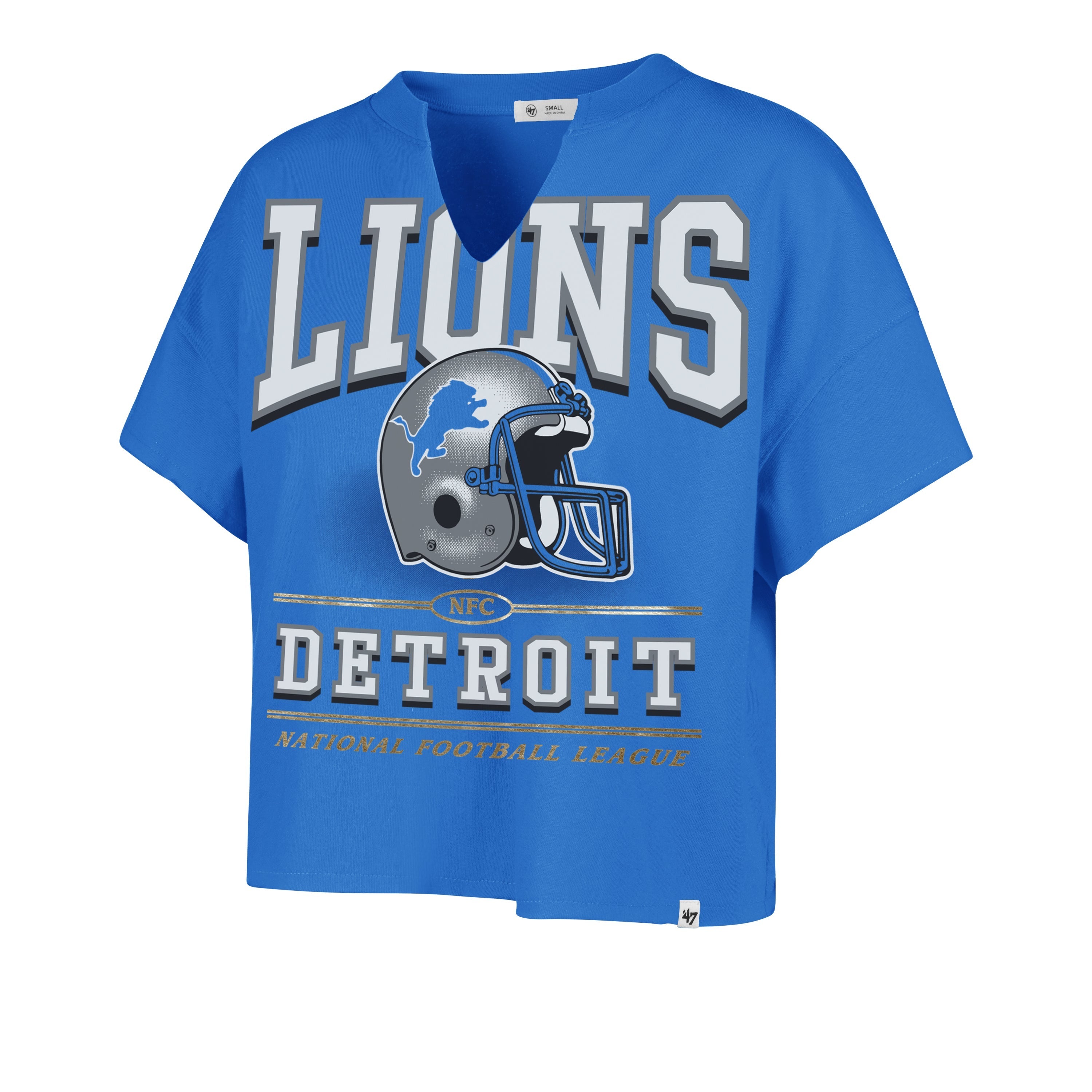 DETROIT LIONS HISTORIC ELATION OVERSIZED '47 NOTCH NECK TEE WOMENS