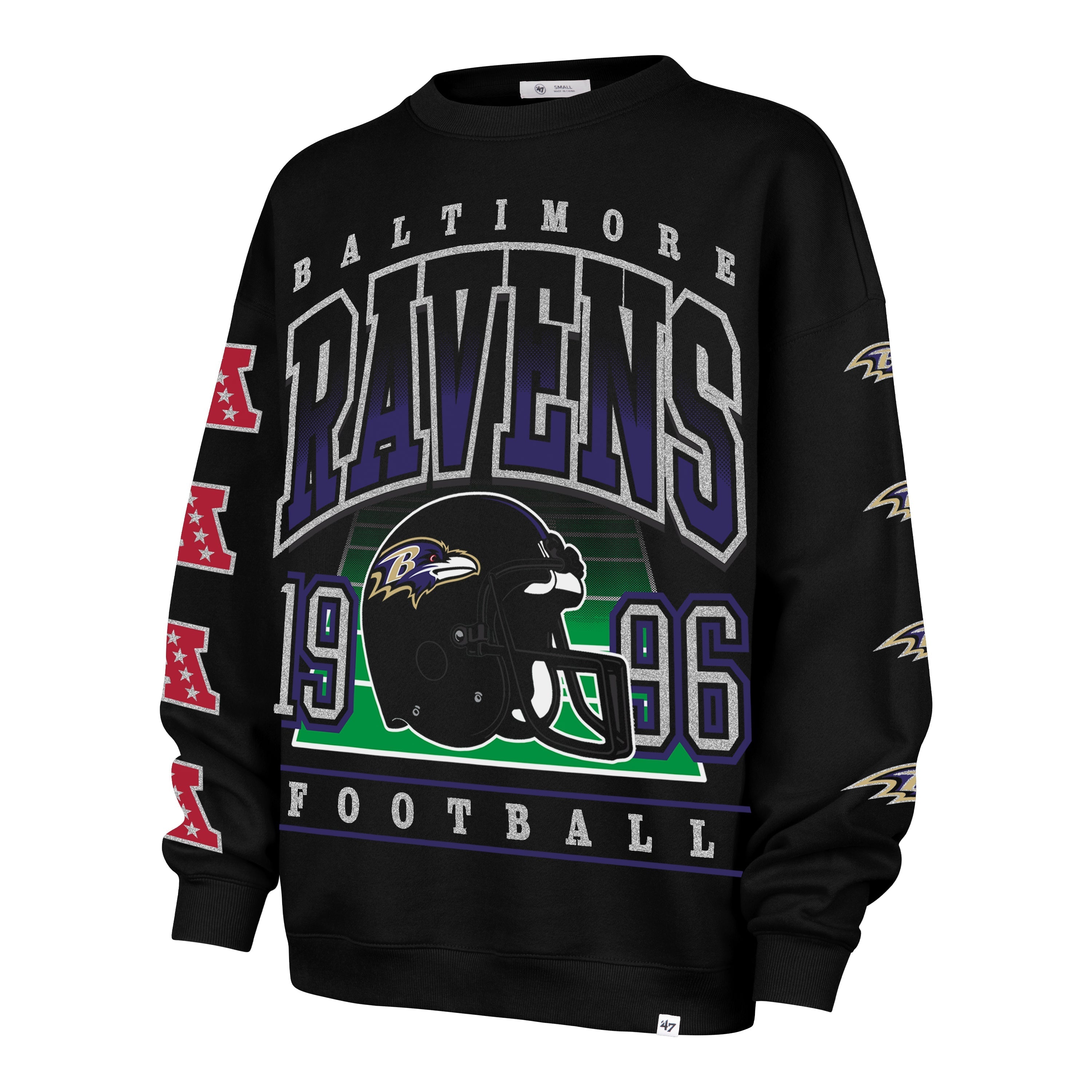 BALTIMORE RAVENS GO BIG '47 OVERSIZED CREW WOMENS