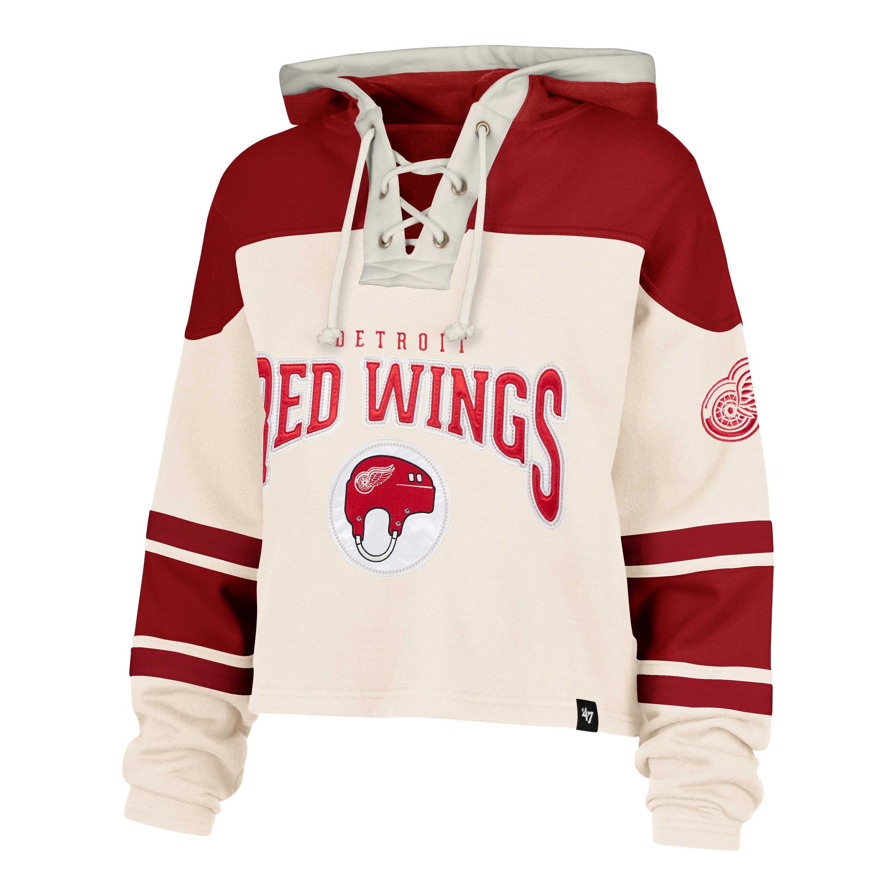 DETROIT RED WINGS SHOT BLOCK CROPPED '47 SUPERIOR LACER HOOD WOMENS