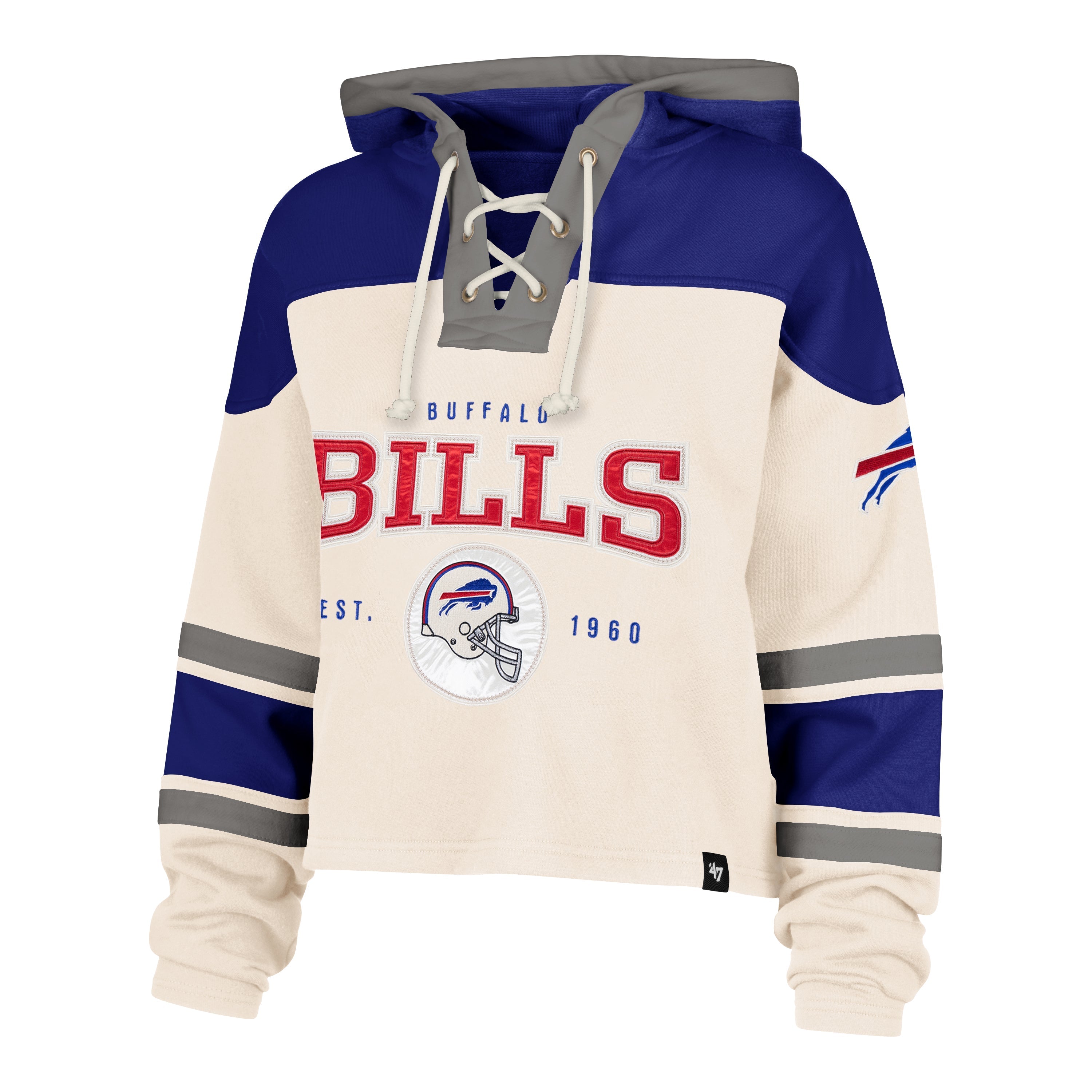BUFFALO BILLS CHOP BLOCK CROPPED '47 SUPERIOR LACER HOOD WOMENS
