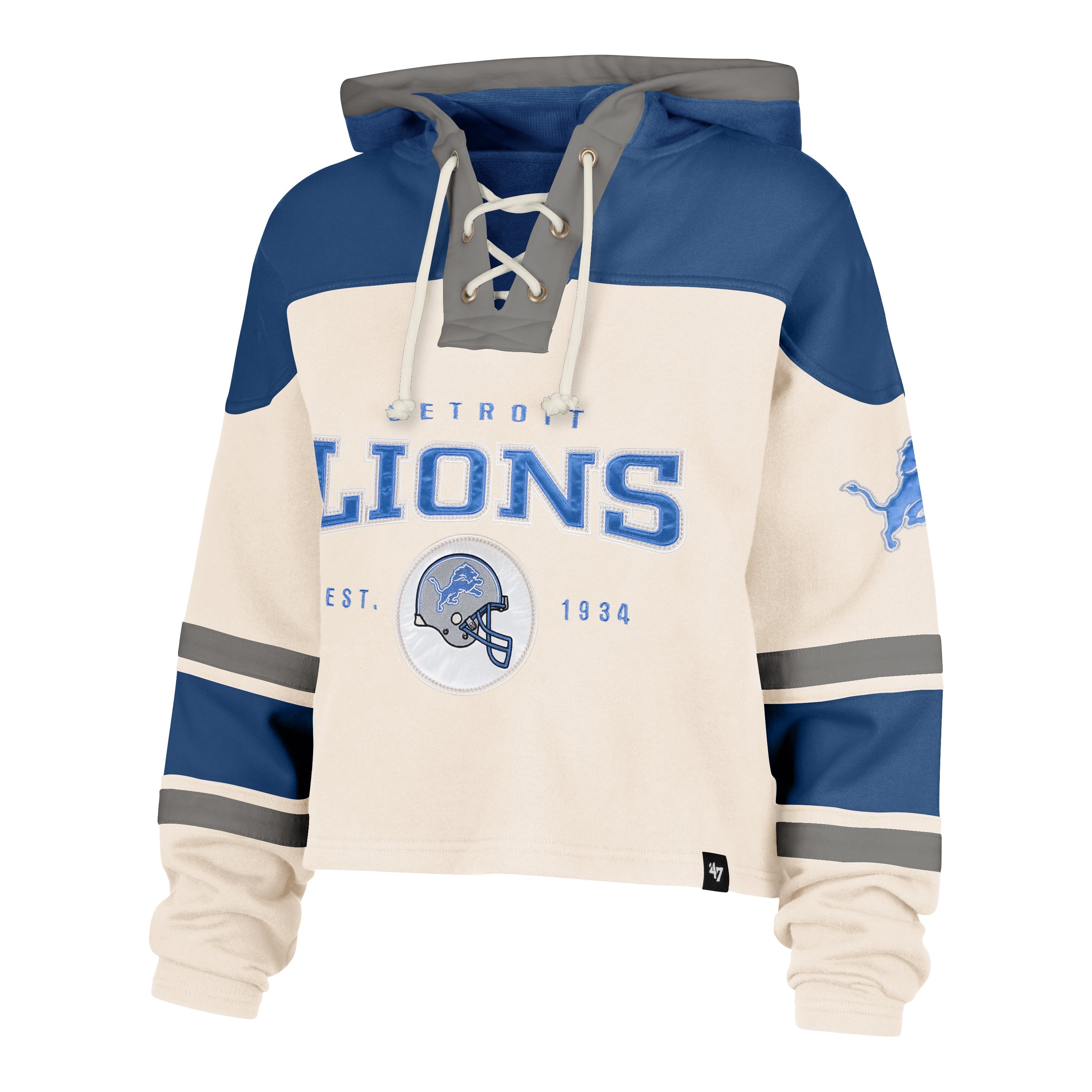 DETROIT LIONS CHOP BLOCK CROPPED '47 SUPERIOR LACER HOOD WOMENS