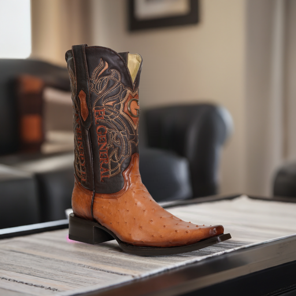 Botas Vaqueras Exoticas de Avestruz Original para Hombre 'El General' - ID: 45077