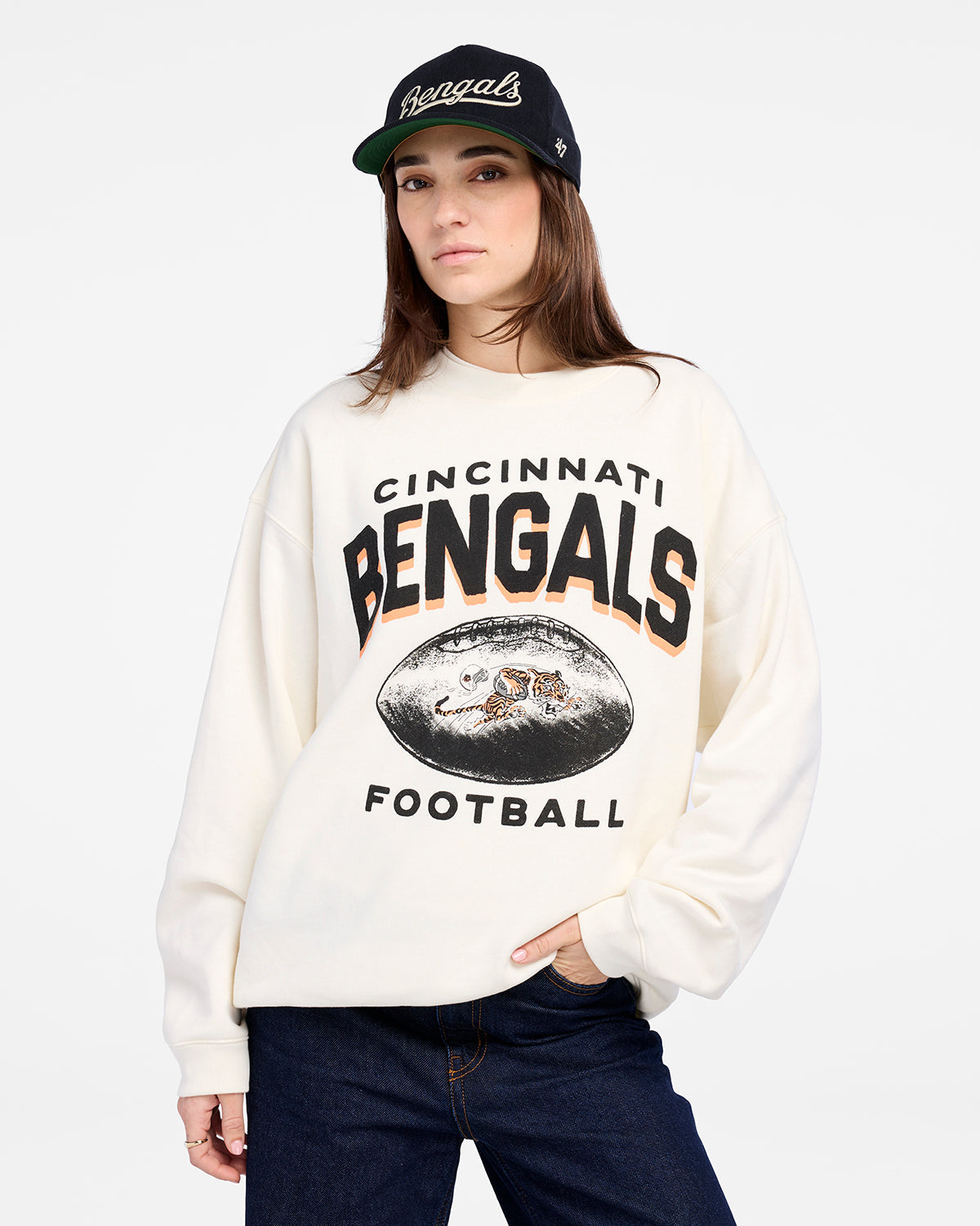 CINCINNATI BENGALS HISTORIC ARCH CLOUD '47 OVERSIZED CREW WOMENS