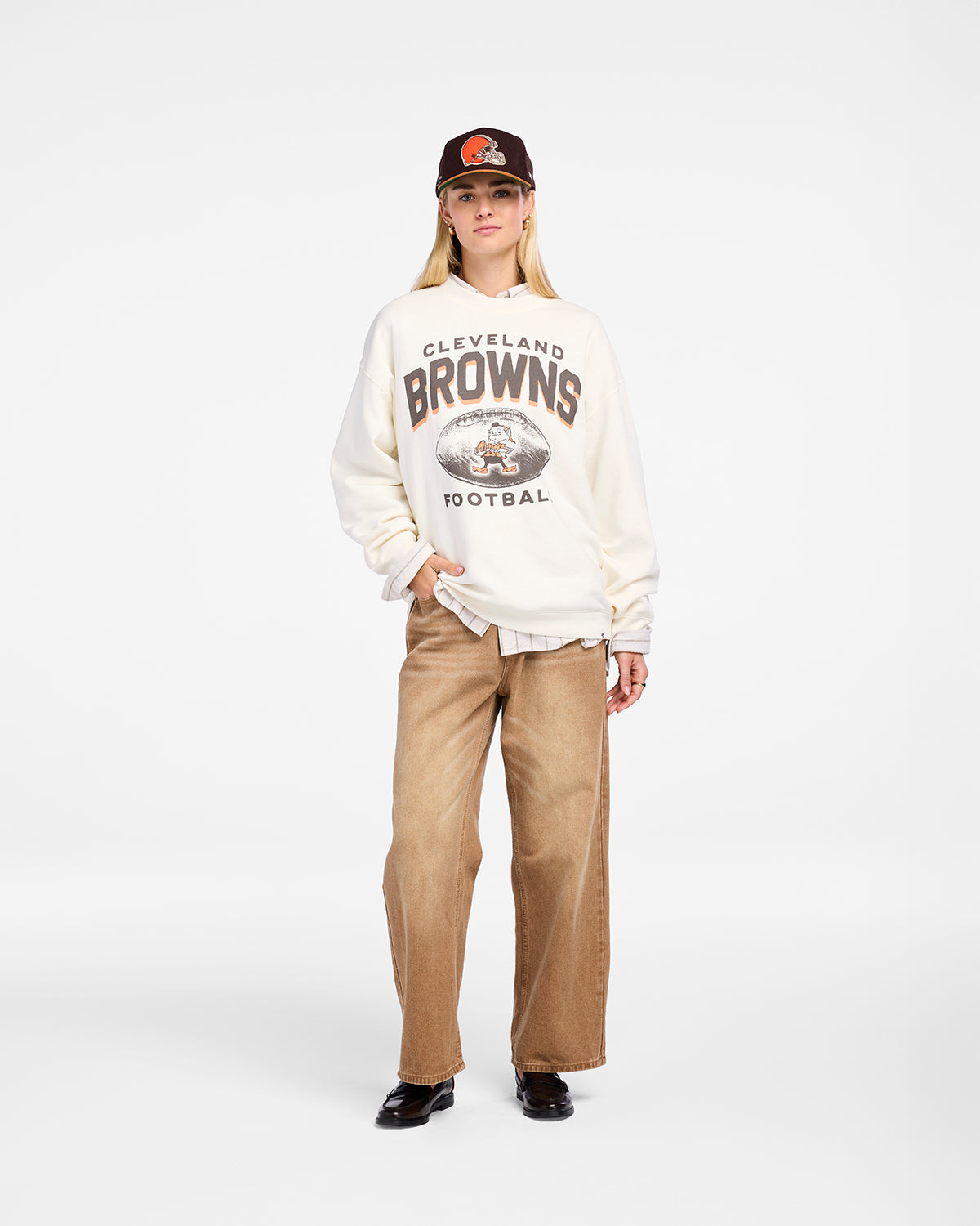 CLEVELAND BROWNS HISTORIC ARCH CLOUD '47 OVERSIZED CREW WOMENS