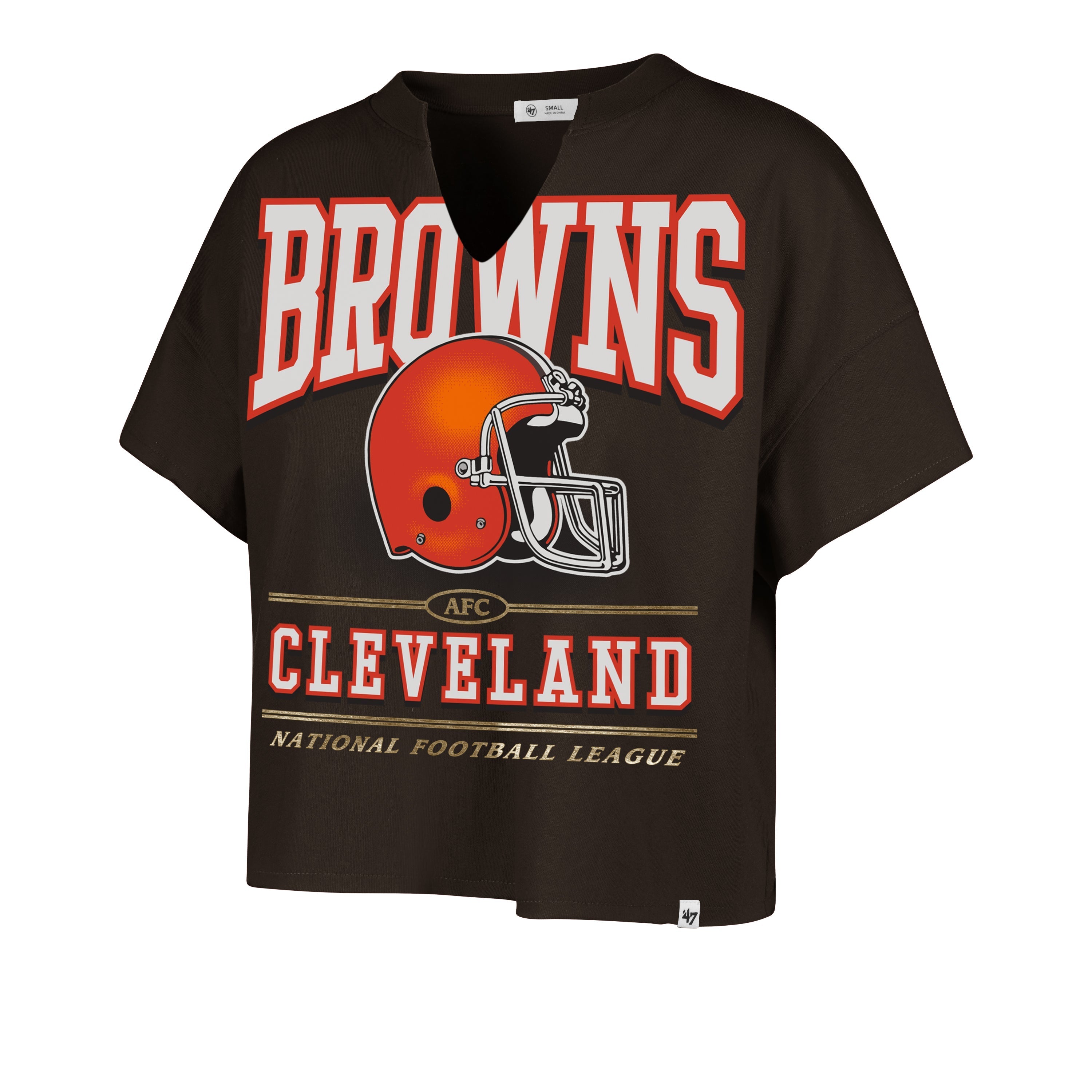 CLEVELAND BROWNS HISTORIC ELATION '47 OVERSIZED NOTCH NECK TEE WOMENS