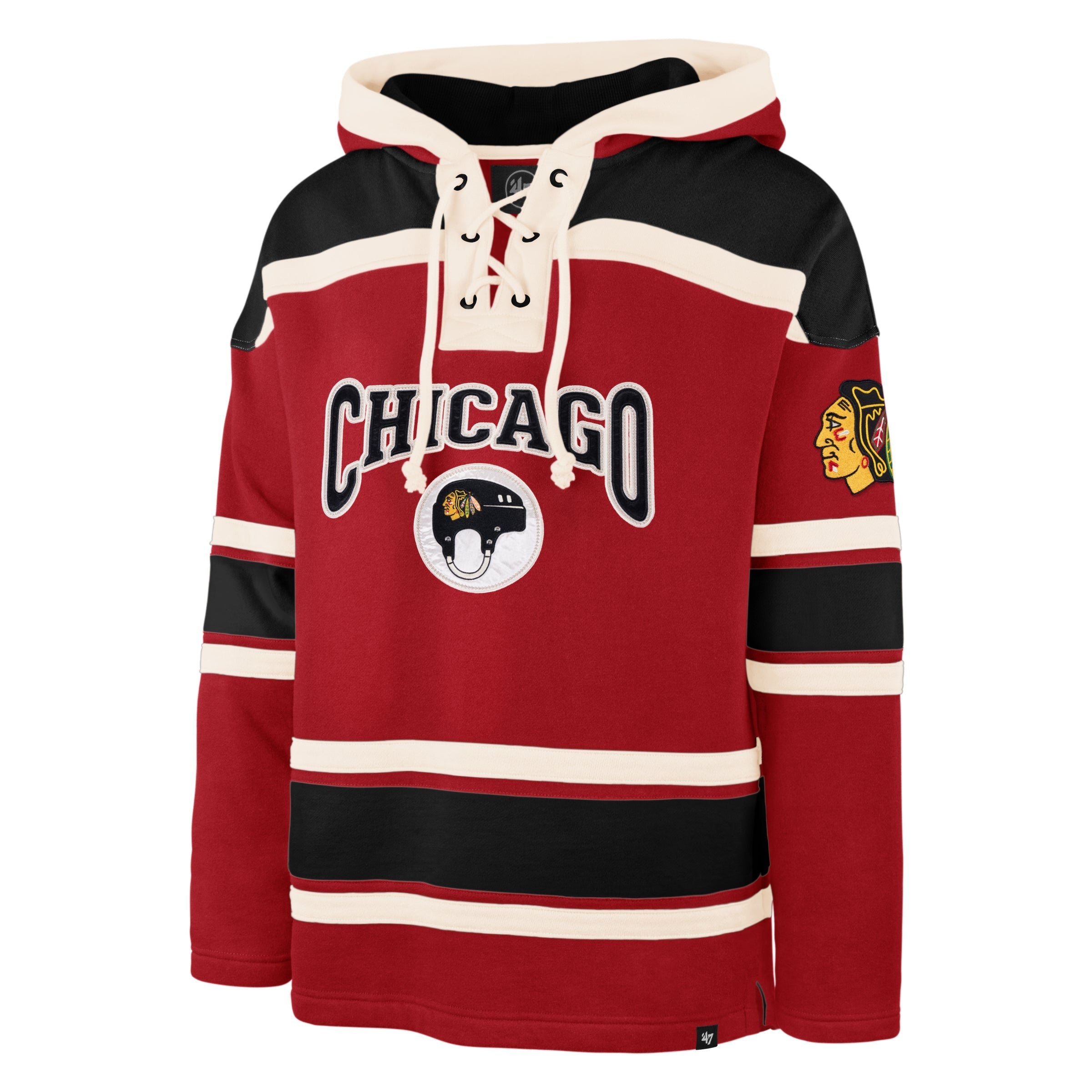 CHICAGO BLACKHAWKS CHIN STRAP SUPERIOR '47 LACER HOOD