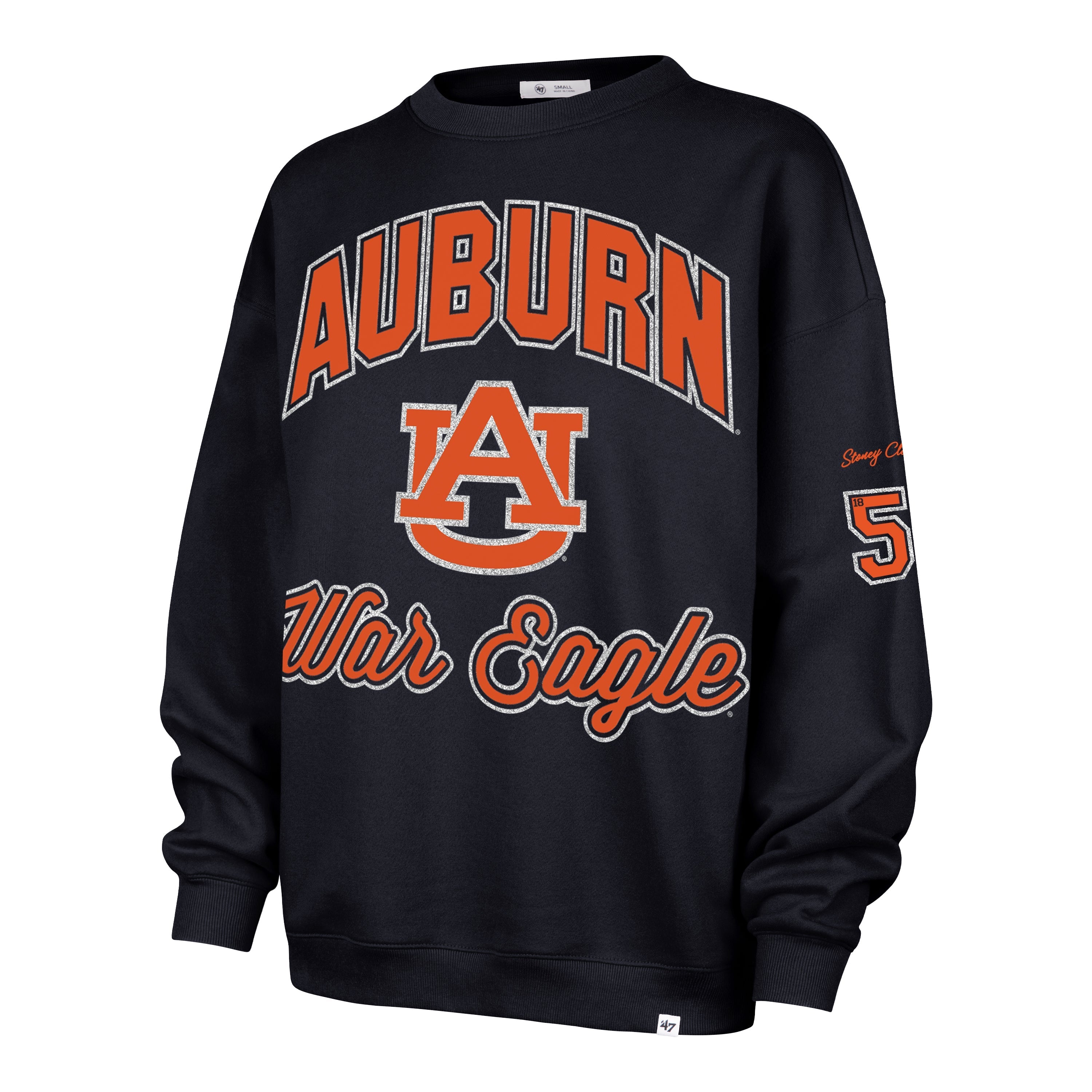AUBURN TIGERS STONEY CLOVER LANE X '47 OVERSIZED GLITTER ARCH CREW WOMENS