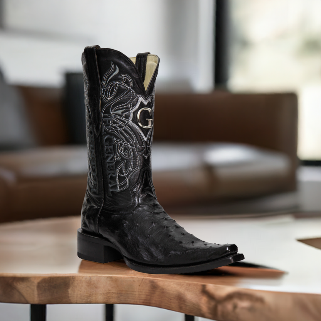 Botas Vaqueras Exoticas de Avestruz Original para Hombre 'El General' - ID: 45075