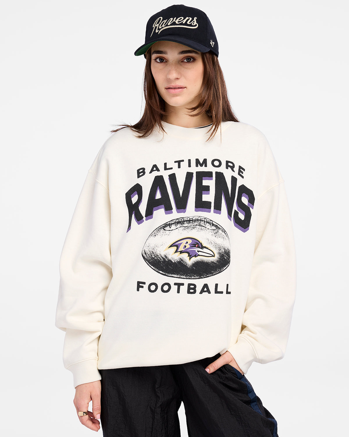 BALTIMORE RAVENS ARCH CLOUD '47 OVERSIZED CREW WOMENS