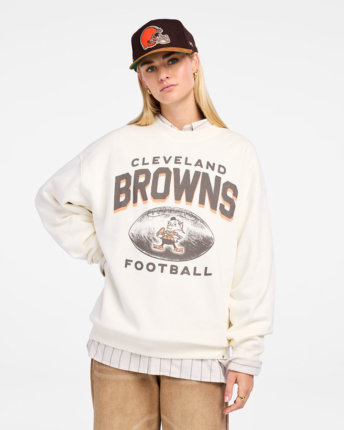 CLEVELAND BROWNS HISTORIC ARCH CLOUD '47 OVERSIZED CREW WOMENS